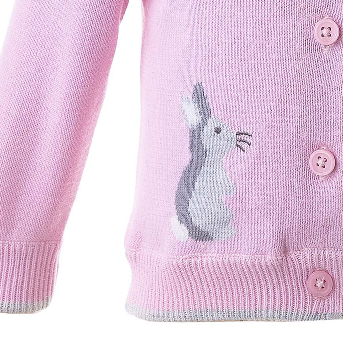 Pink Bunny Intarsia Cardigan