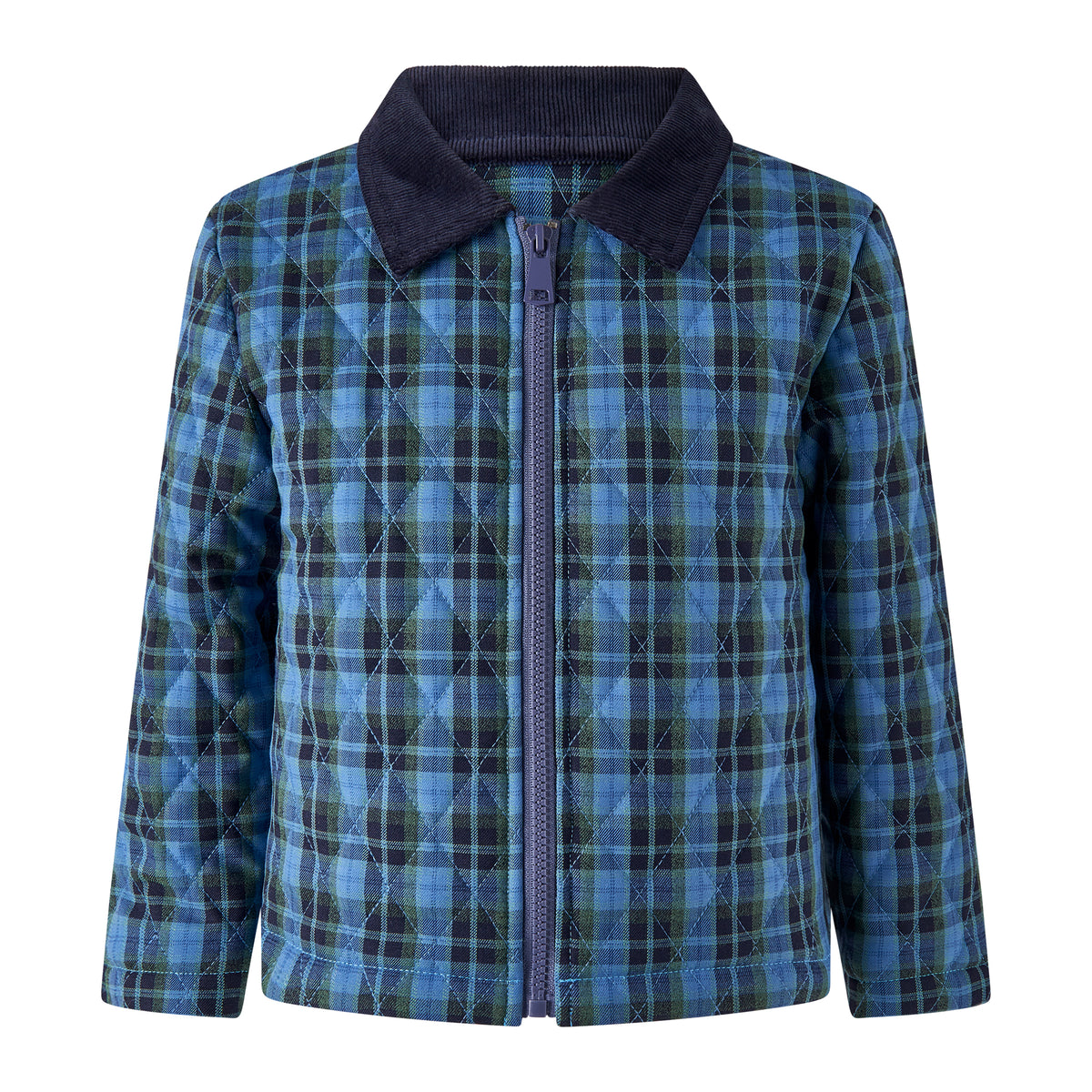 Check Quilted Jacket, Blue