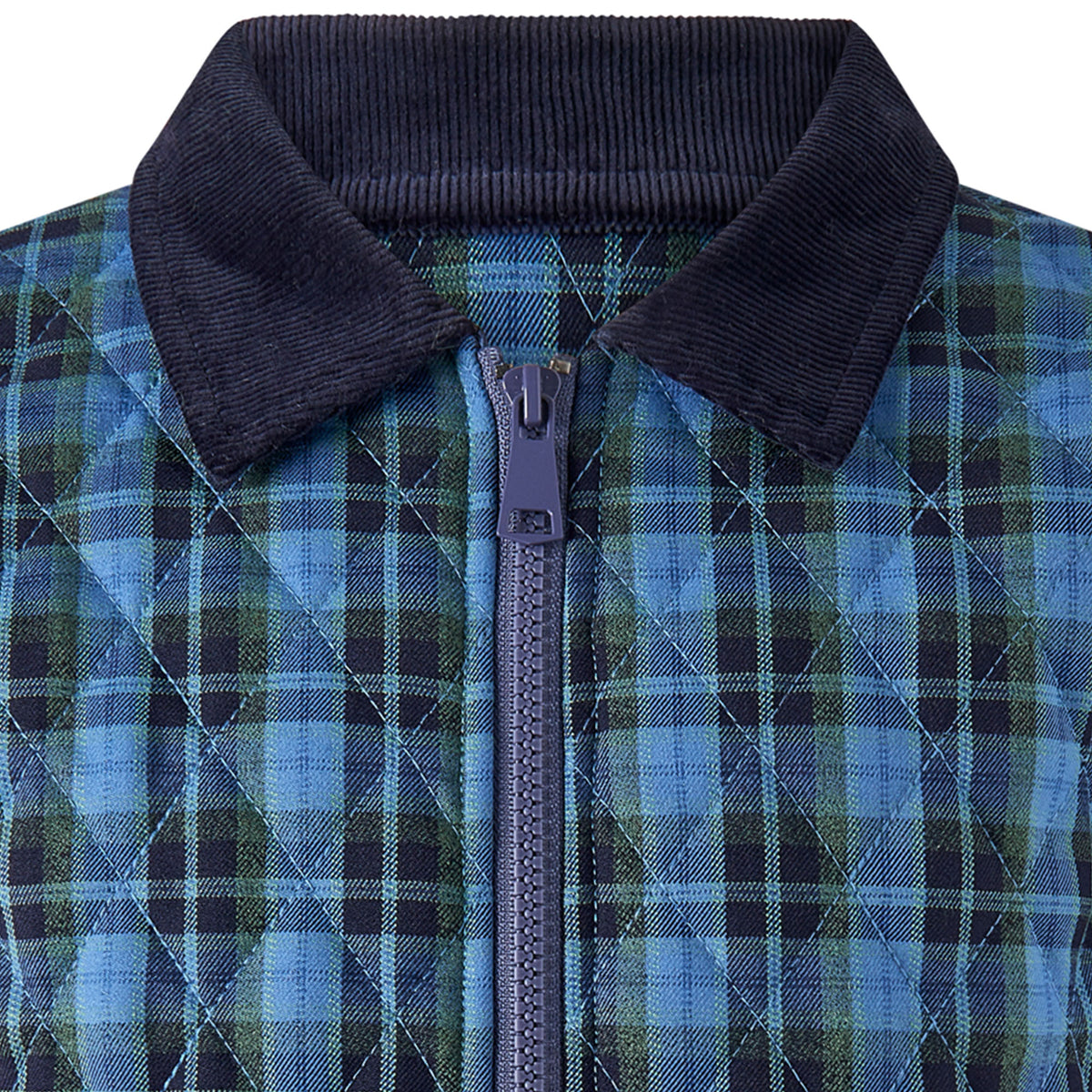 Check Quilted Jacket, Blue