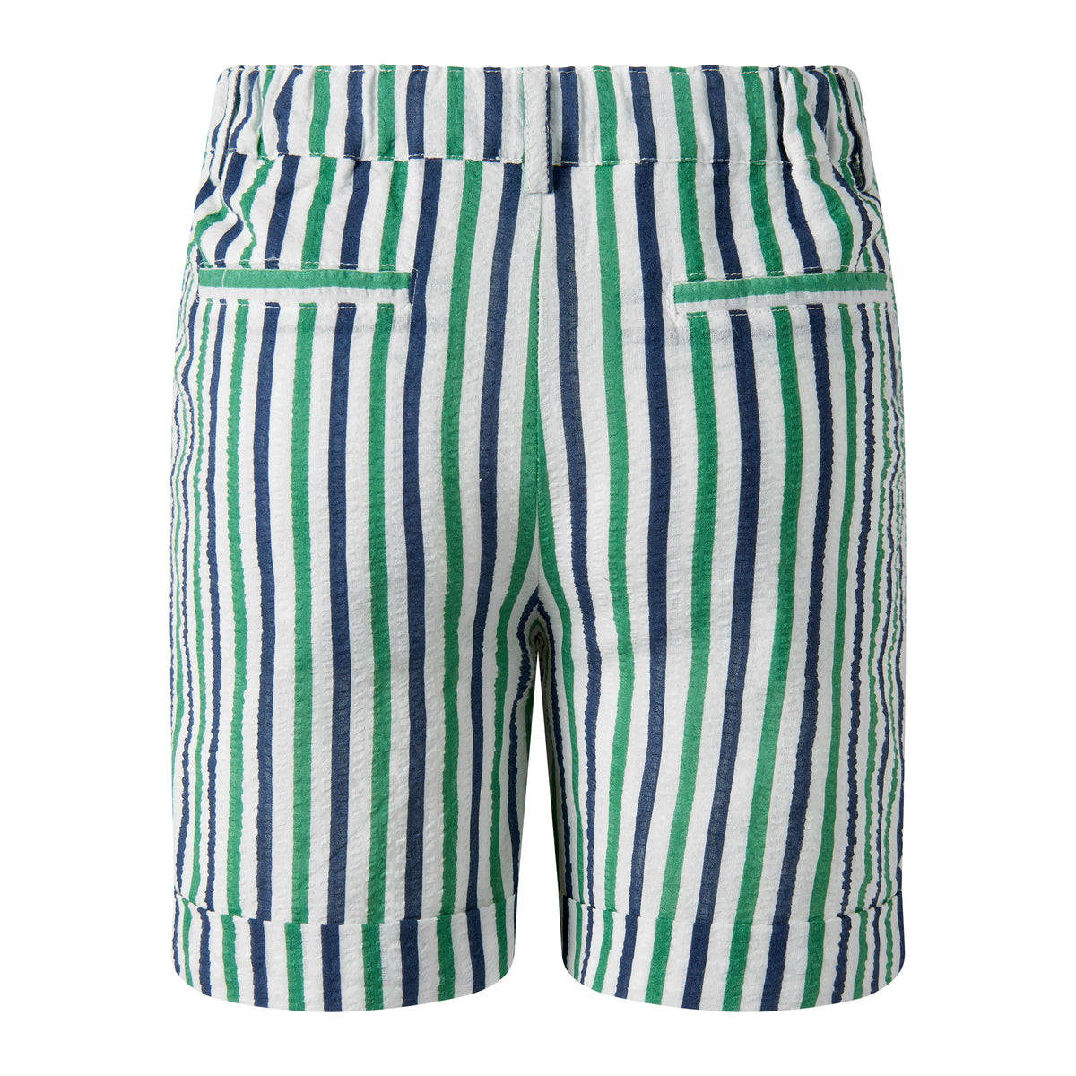 Navy & Green Stripe Shorts