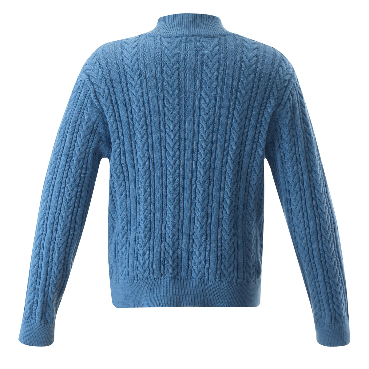 Blue Half-zip Cable Knit Sweater