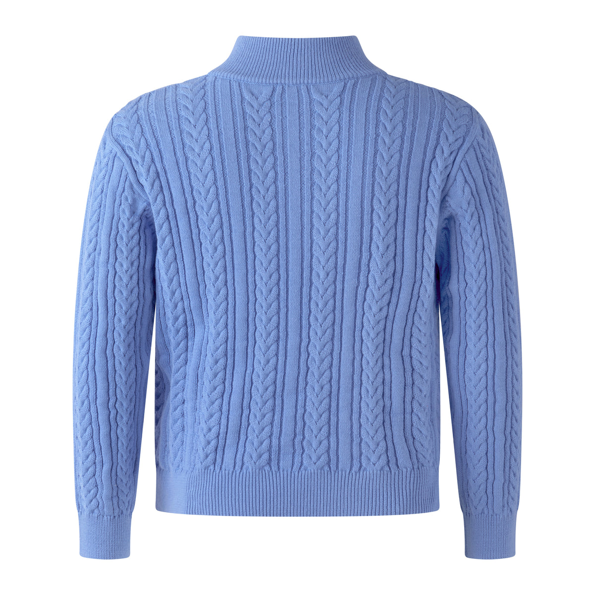 Blue Cable Knit Half-zip Sweater
