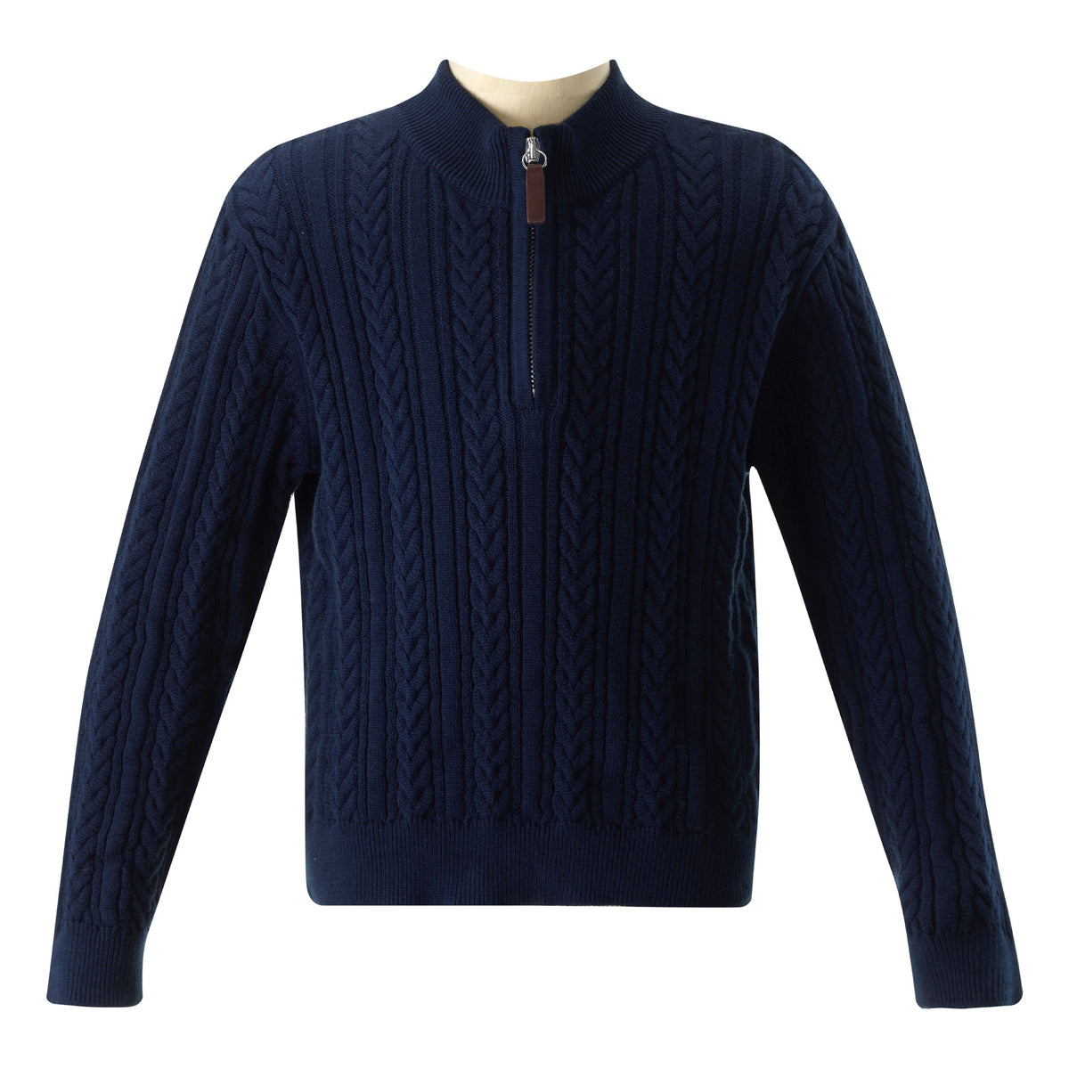 Navy Half-zip Cable Knit Sweater
