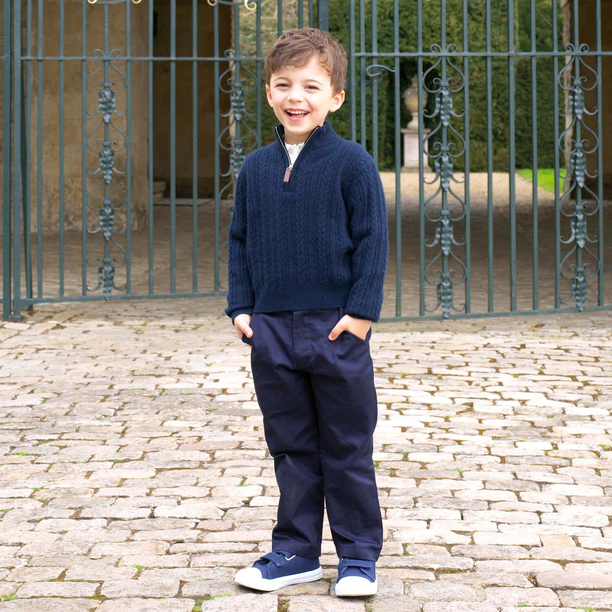 Navy Cashmere Half-zip Sweater