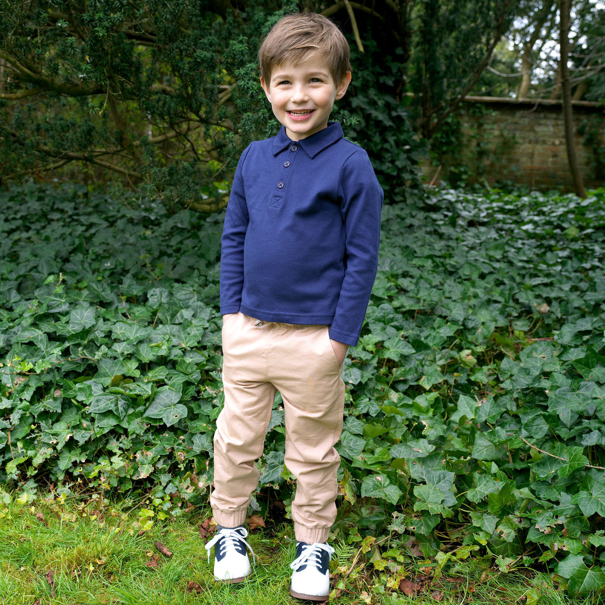 Long Sleeved Polo, Navy