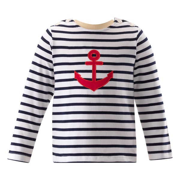 Anchor Embroidered Stripe Top