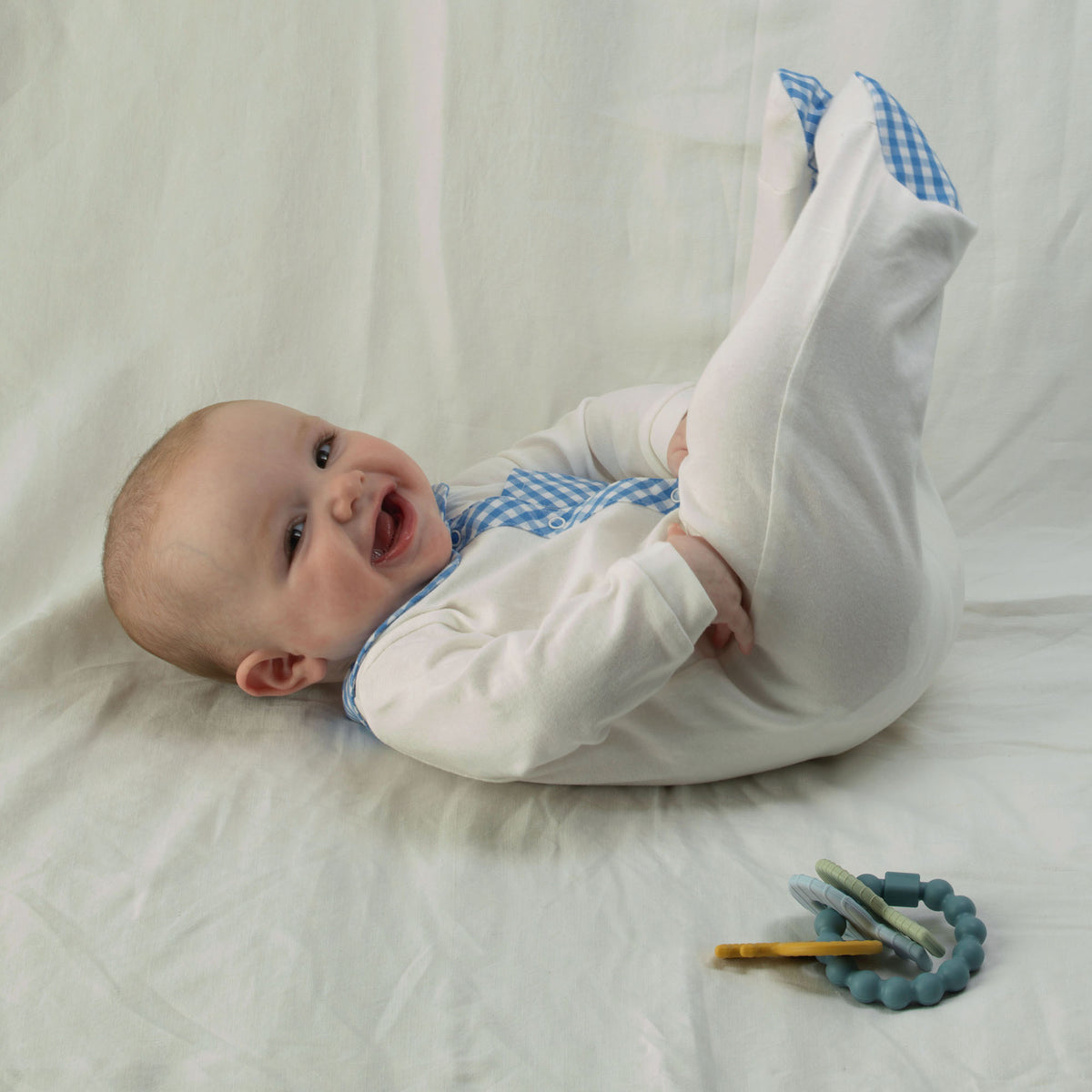 Blue Gingham Check Babygro