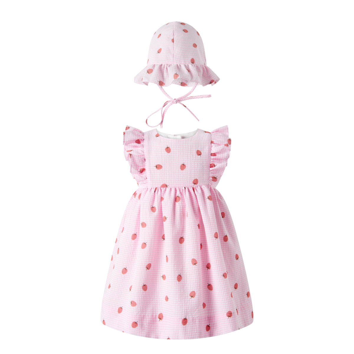 Strawberry Gingham Sundress & Hat