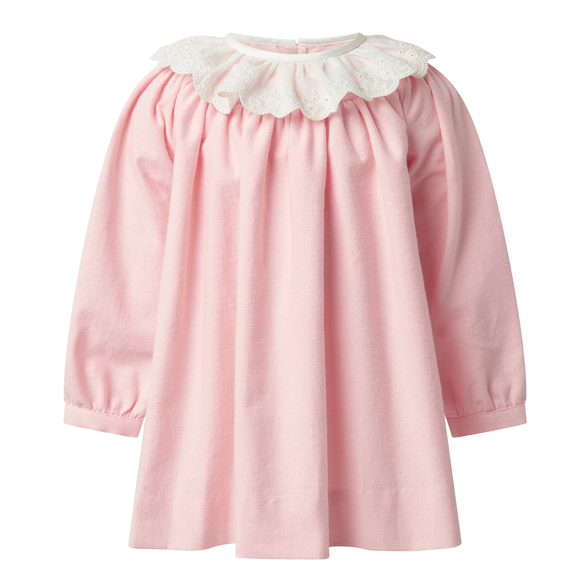 Flannel Dress with Broderie Collar