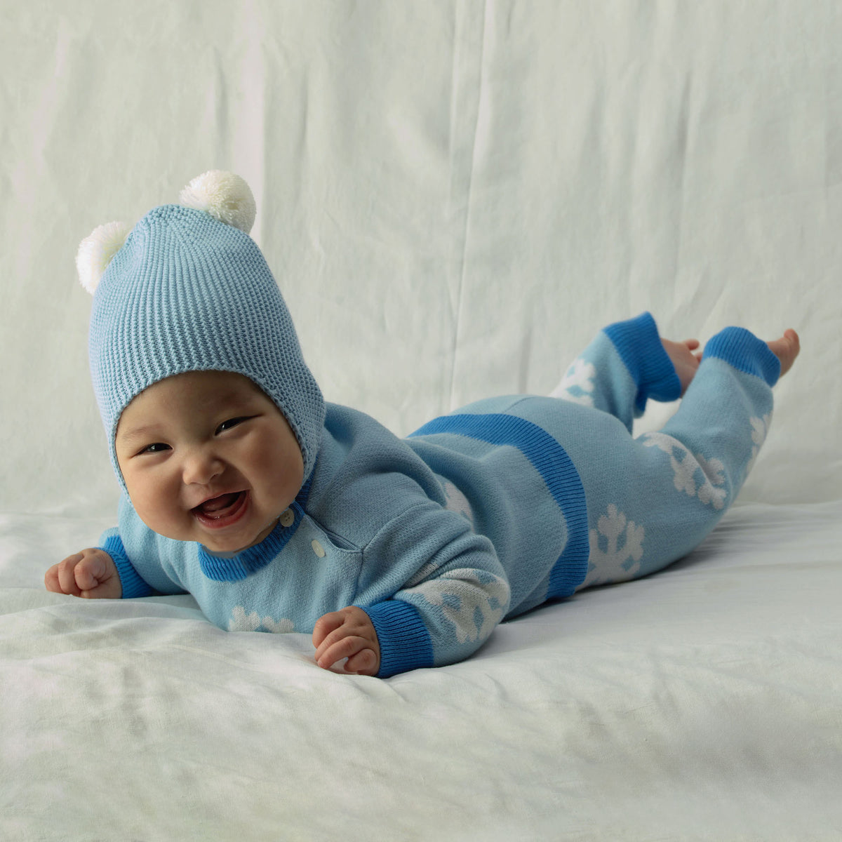 Blue Pom Pom Hat