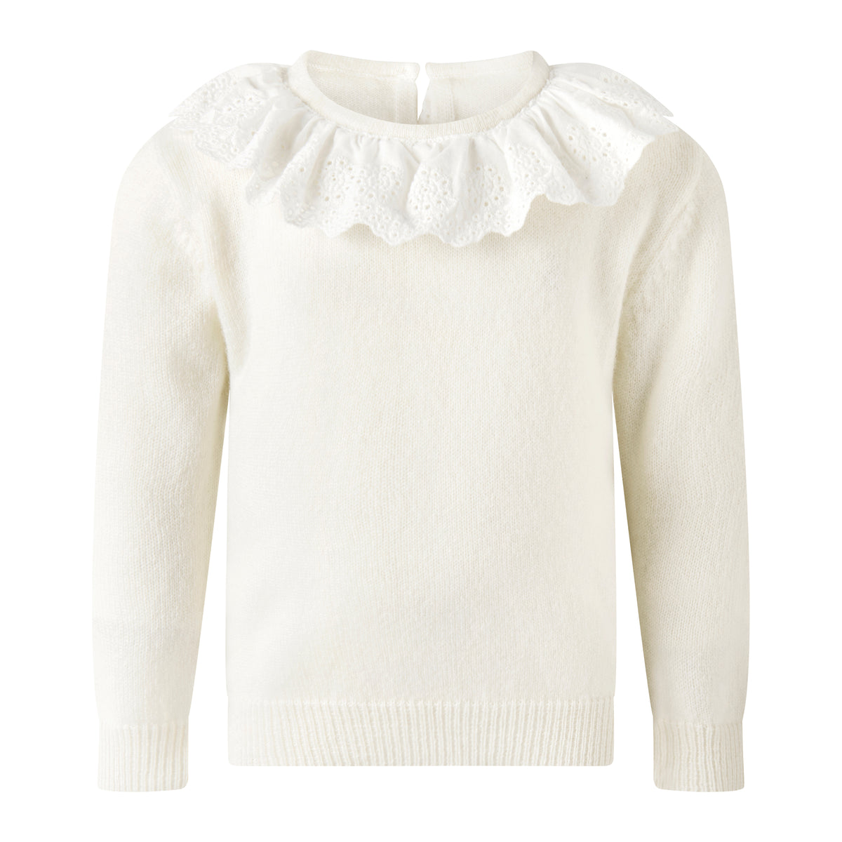 Ivory Cashmere Set with Broderie Collar