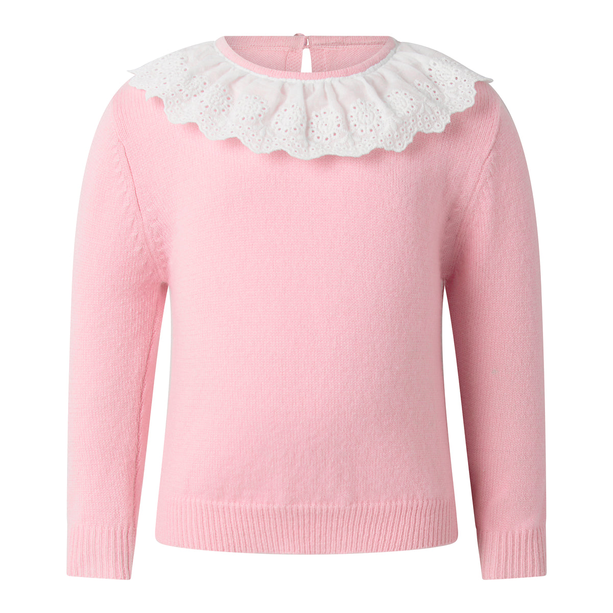 Pink Cashmere Set with Broderie Collar