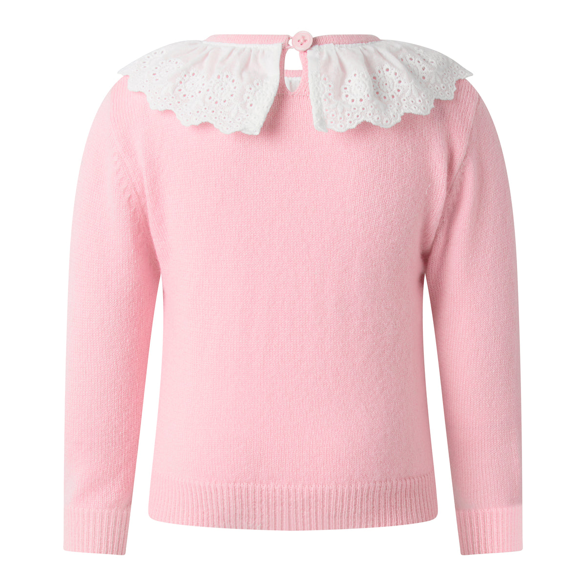 Pink Cashmere Set with Broderie Collar