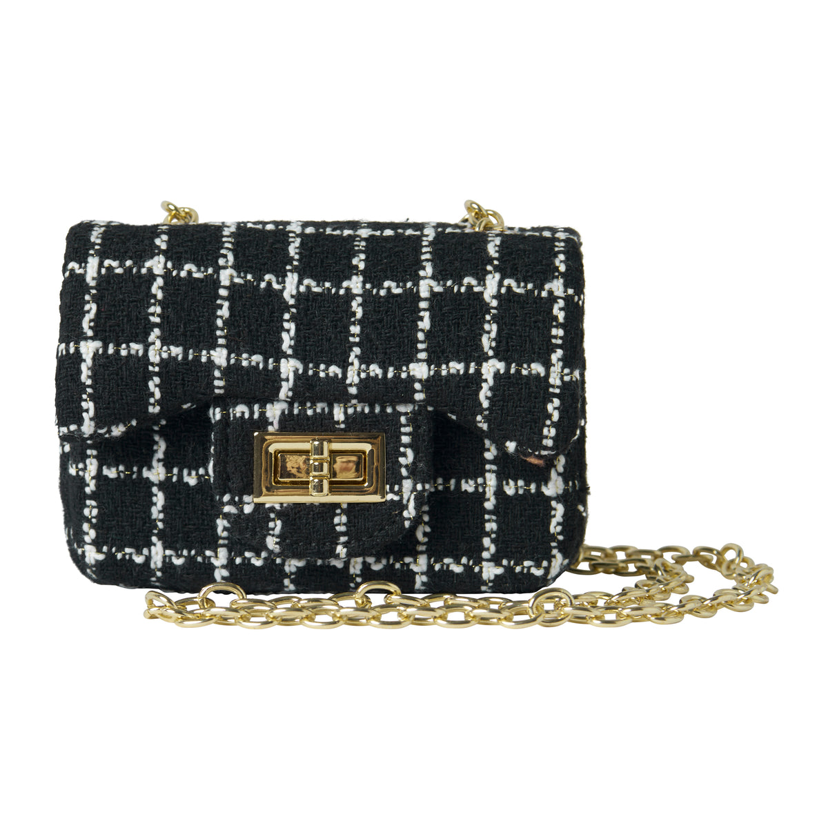 Black Tweed Crossbody Bag