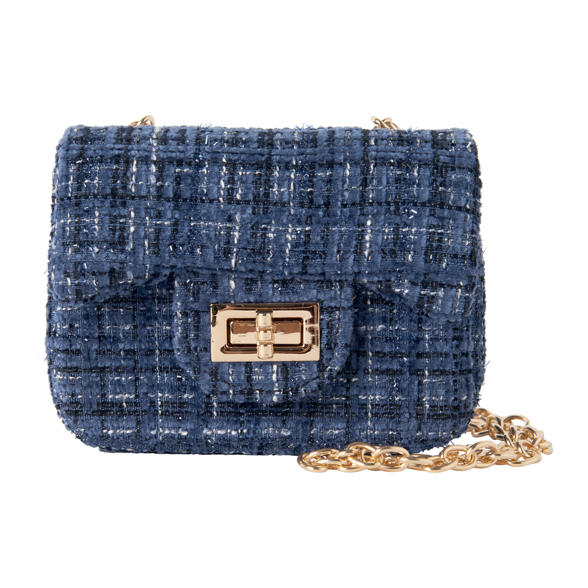 Navy Tweed Cross Body Bag