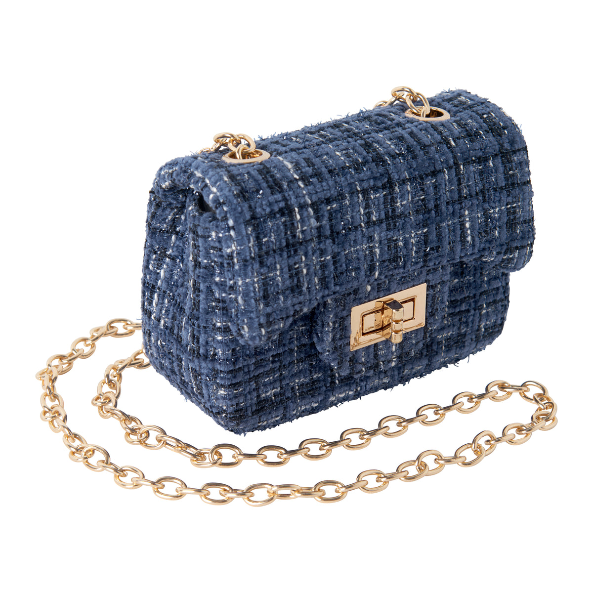 Navy Tweed Cross Body Bag