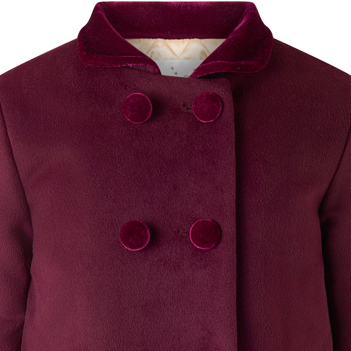 Burgundy Velvet Trim Dress Coat
