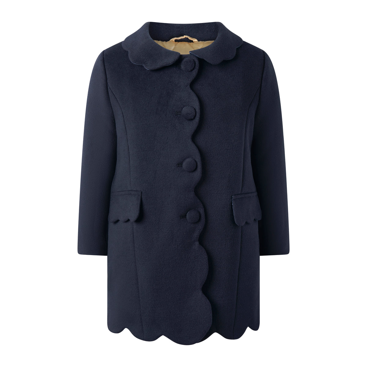Navy Scalloped Dress Coat
