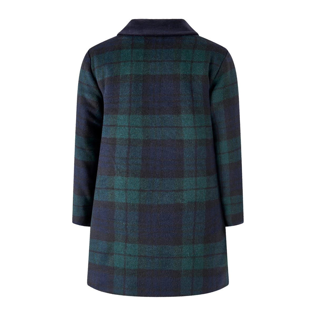 Navy Blackwatch Velvet Trim Coat
