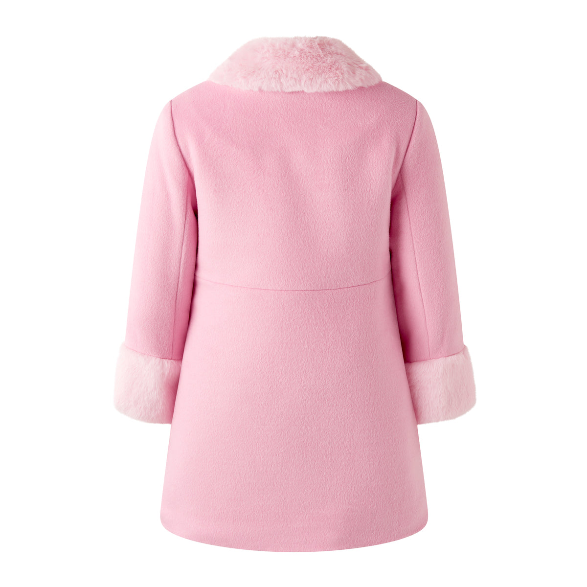 Pink Sparkle Button Faux Fur Dress Coat