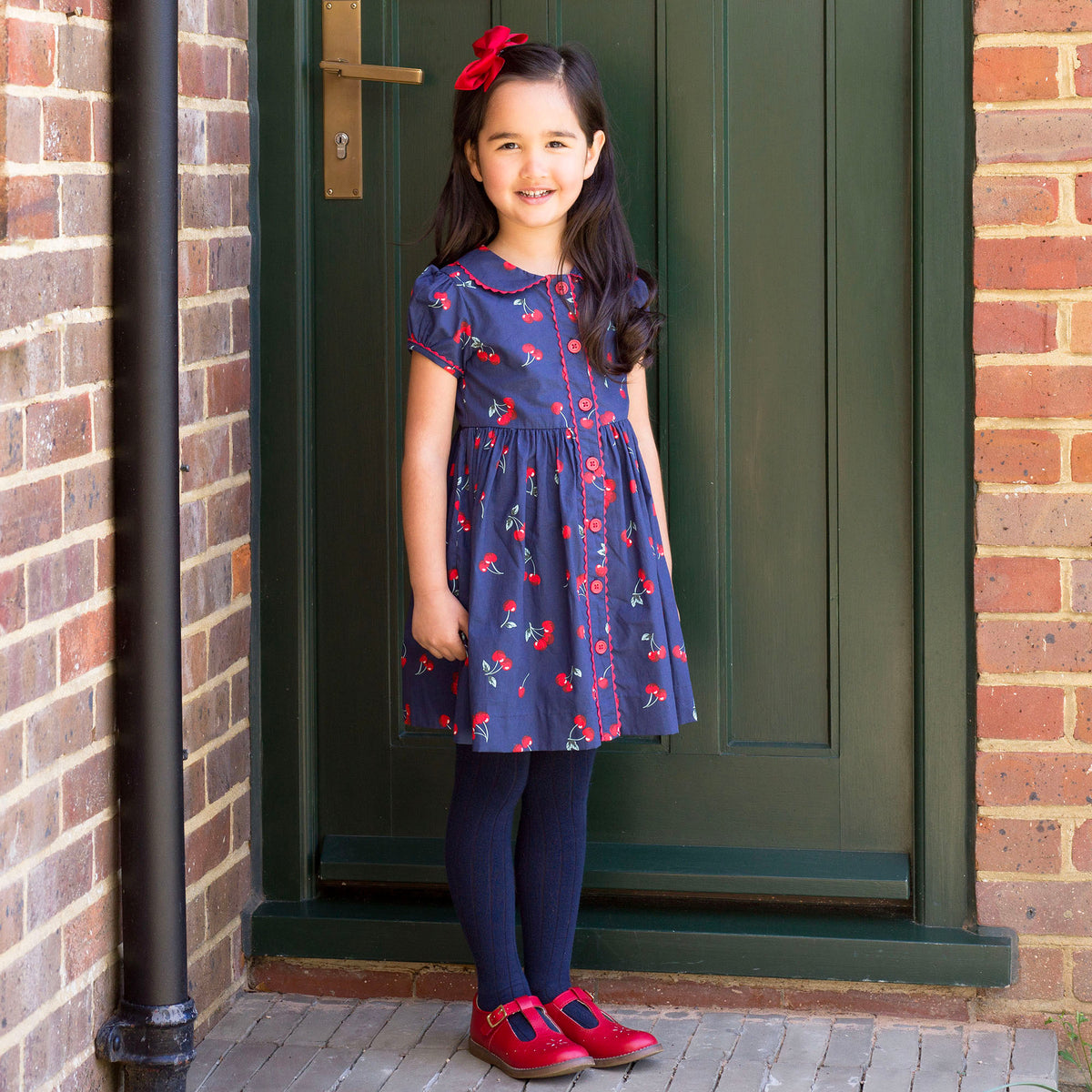 Cherry Button-Front Dress