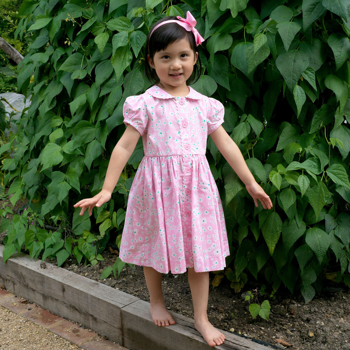Pink Daisy Button-front Dress