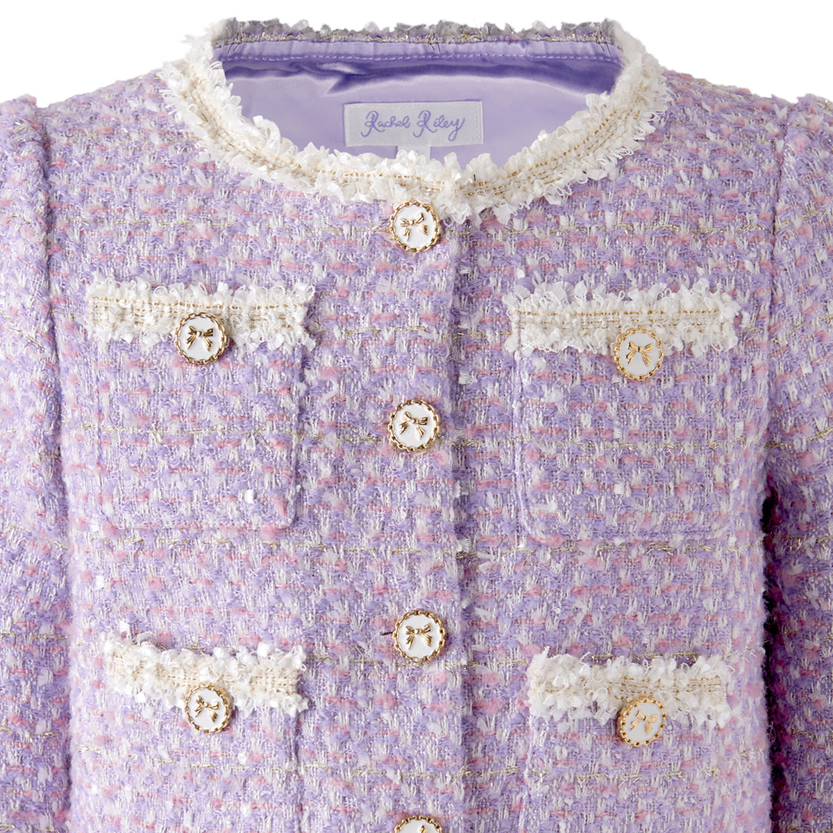 Purple Tweed Scalloped Skirt Set
