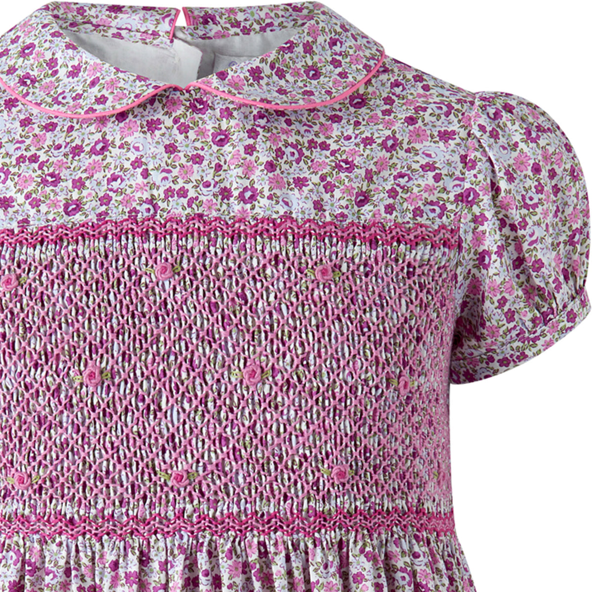 Purple Ditsy Floral Smocked Dress