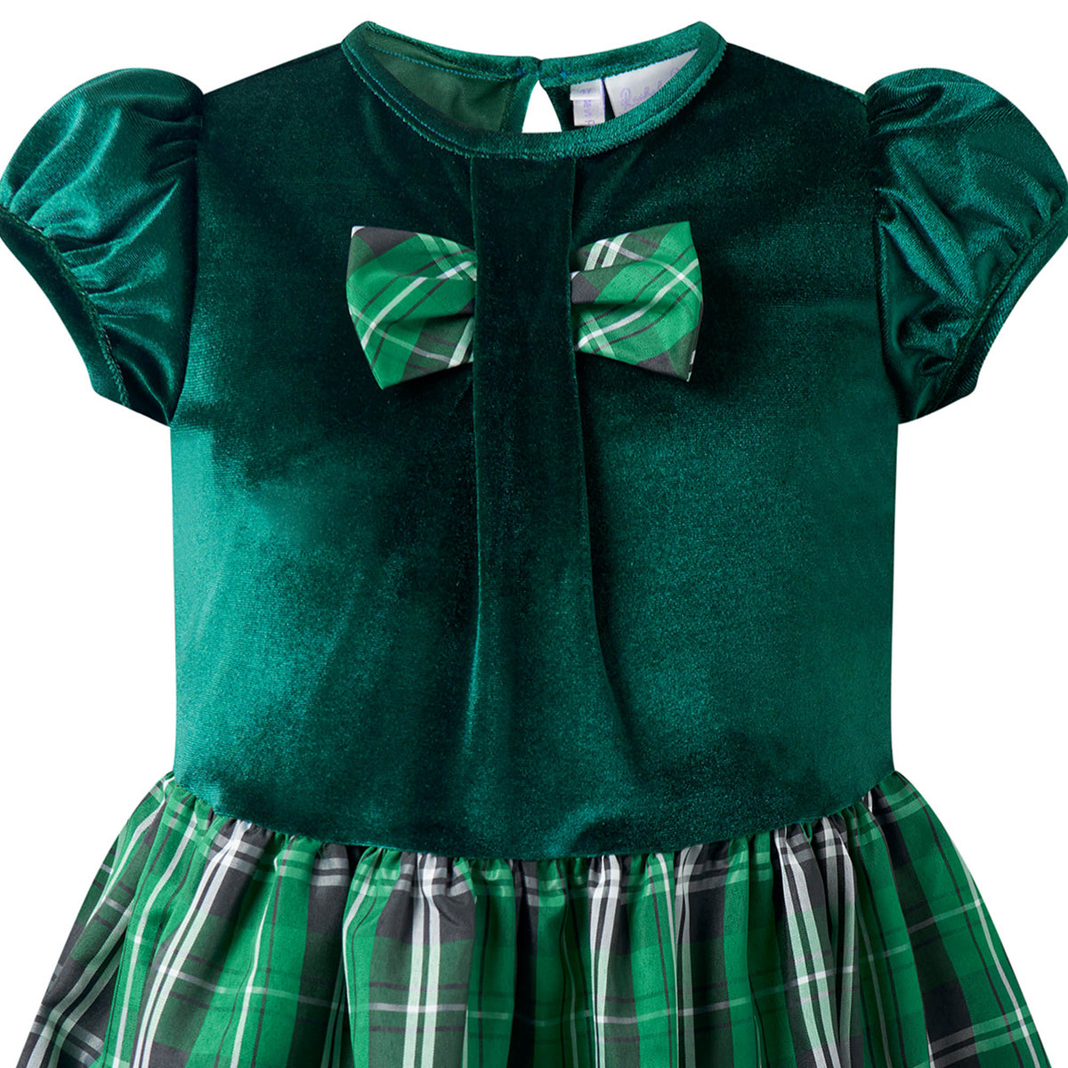 Green Velvet Check Party Dress