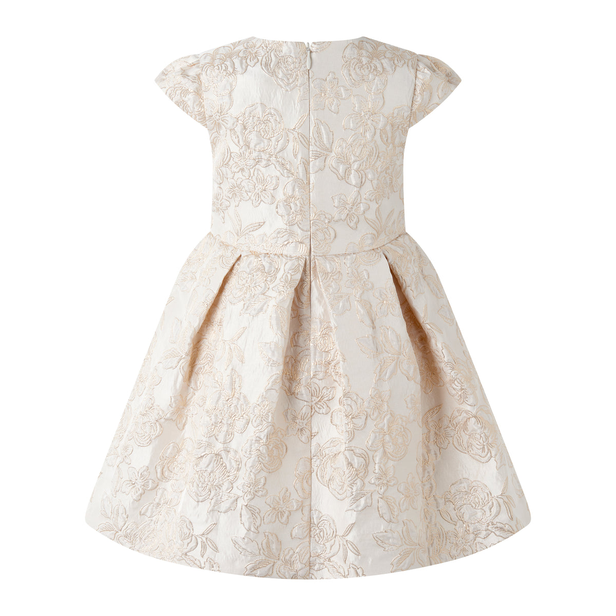Pleated Damask Party Dress, Gold