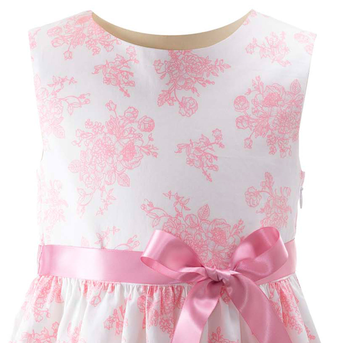 Pink Floral Toile Dress