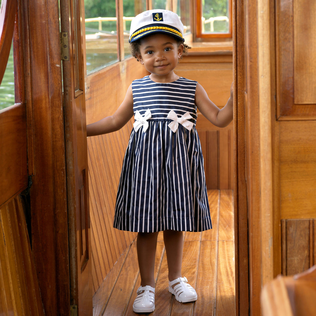 Navy Stripe Bow Dress