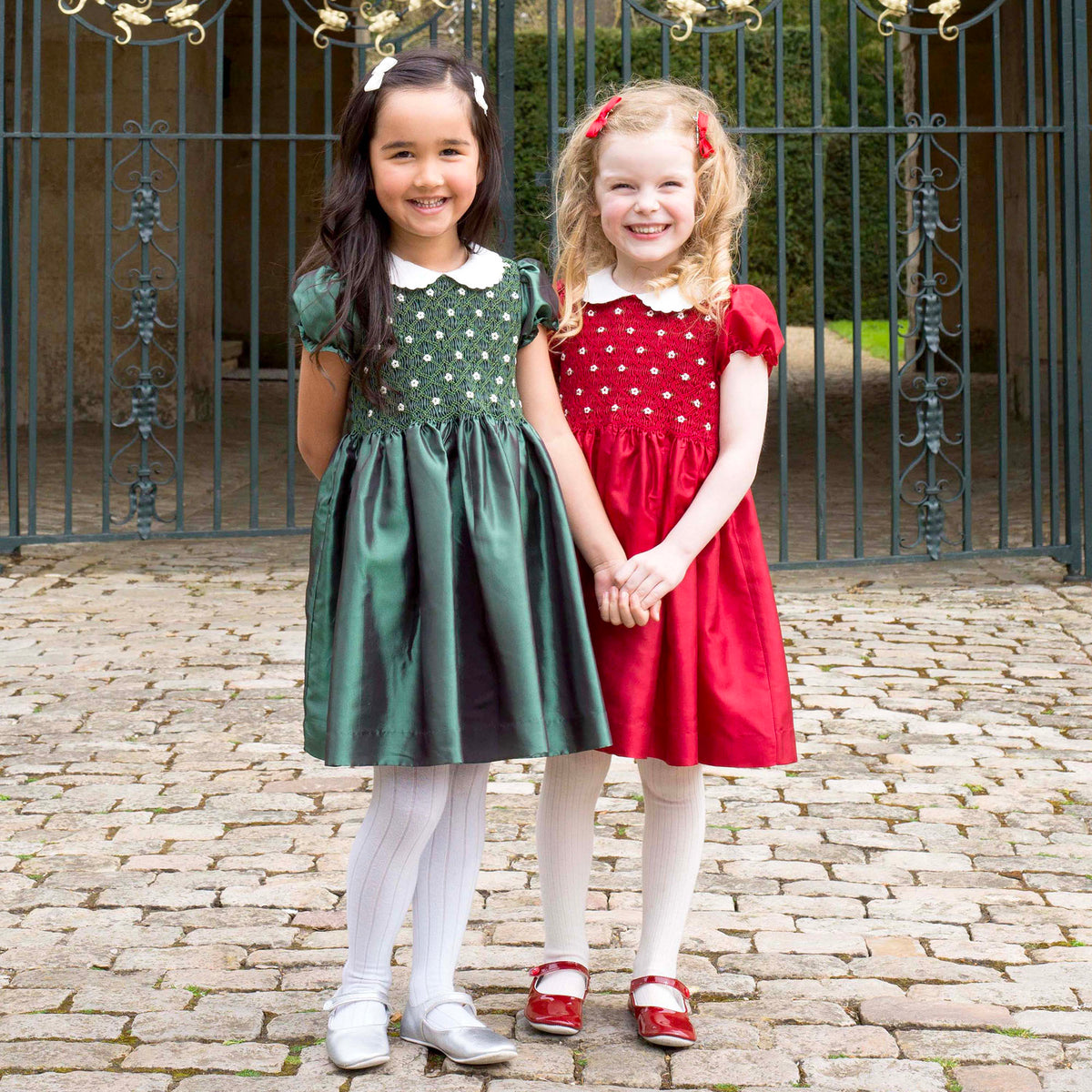 Red Taffeta Smocked Dress