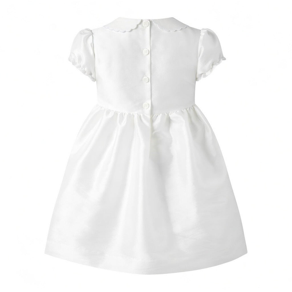 Ivory Taffeta Smocked Dress