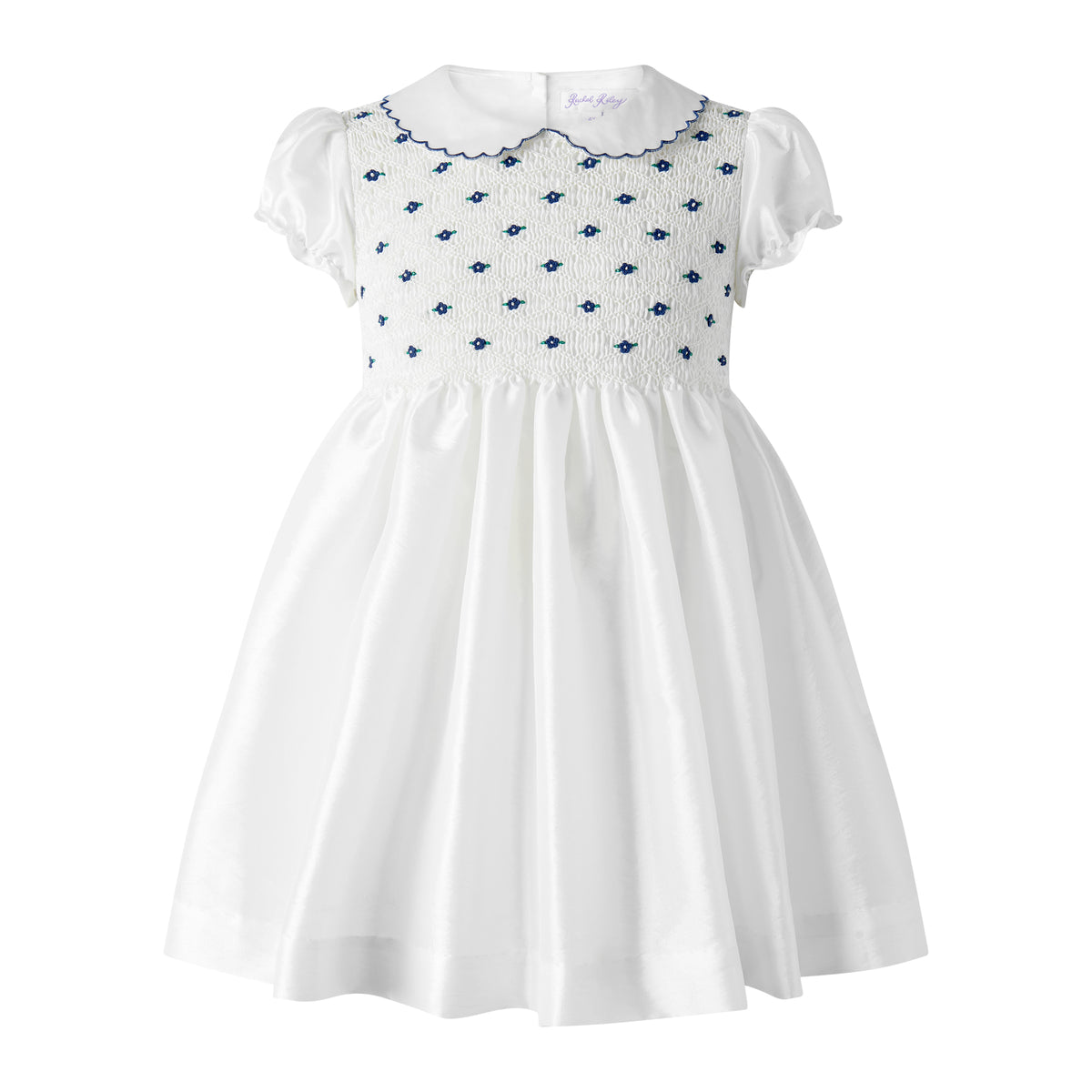 Ivory Taffeta Smocked Dress