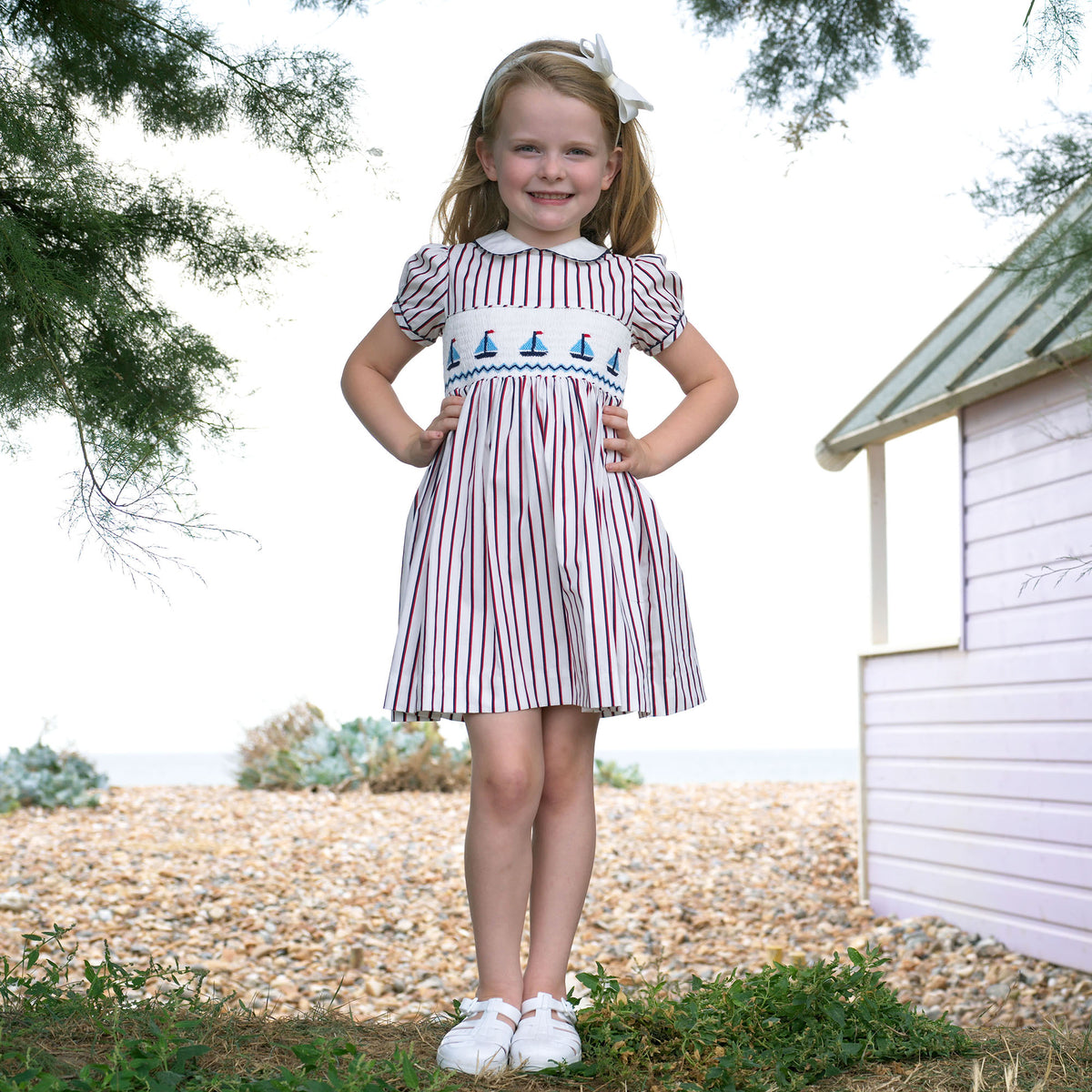 Sailboat Smocked Stripe Dress