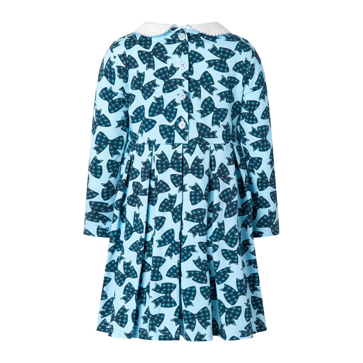 Blue Tartan Bow Jersey Dress