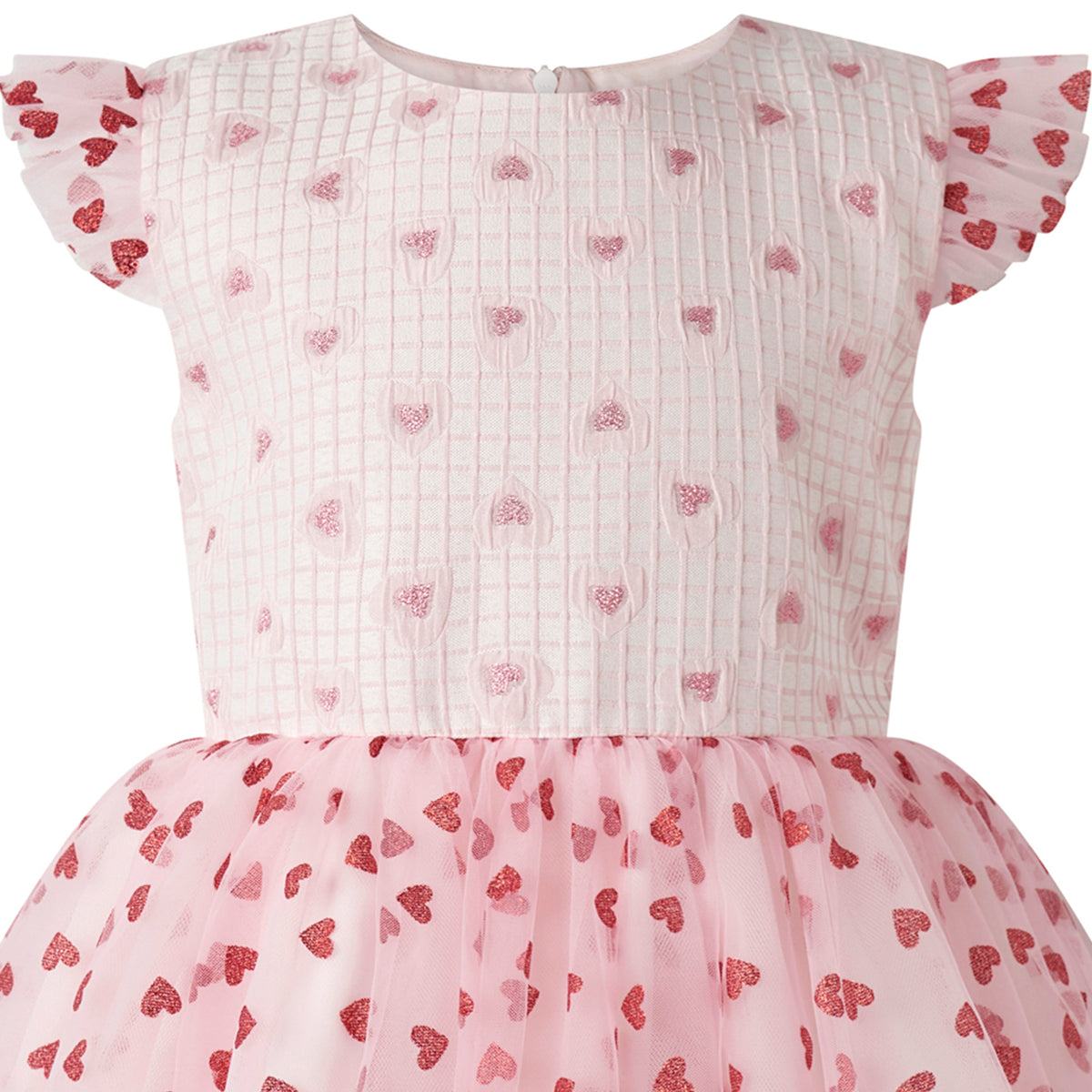 Grid Heart Damask Tulle Dress