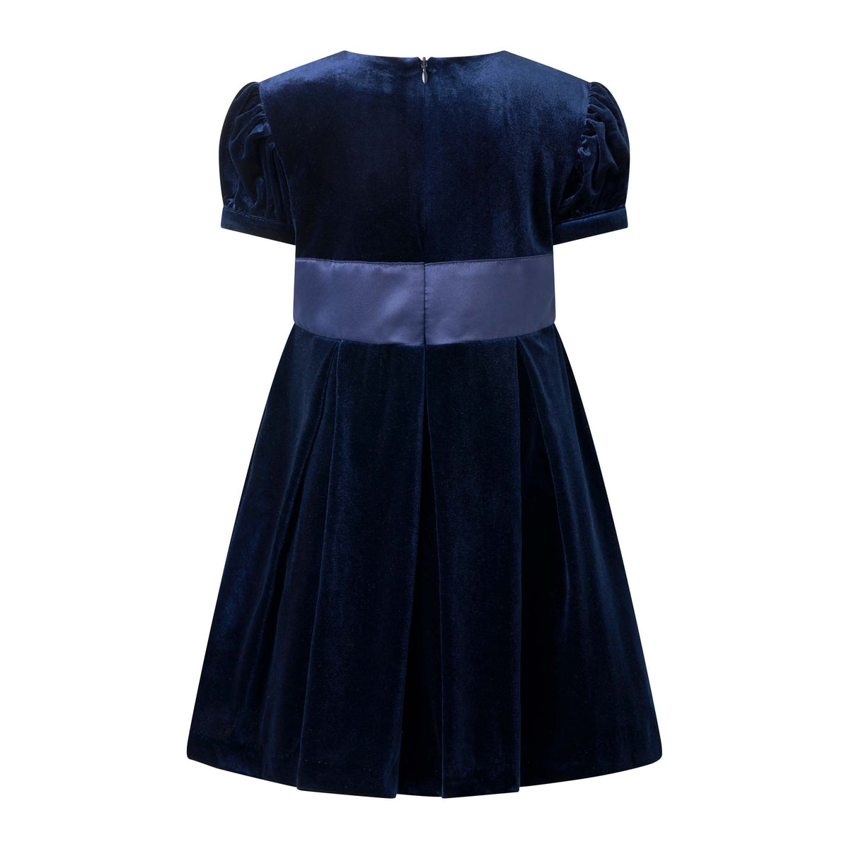 Crushed Velvet Bow Dress, Navy