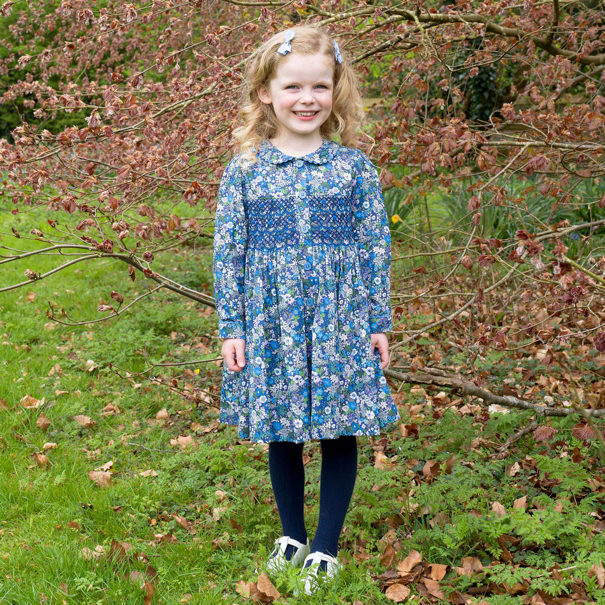 Dahlia Smocked Button-Front Dress