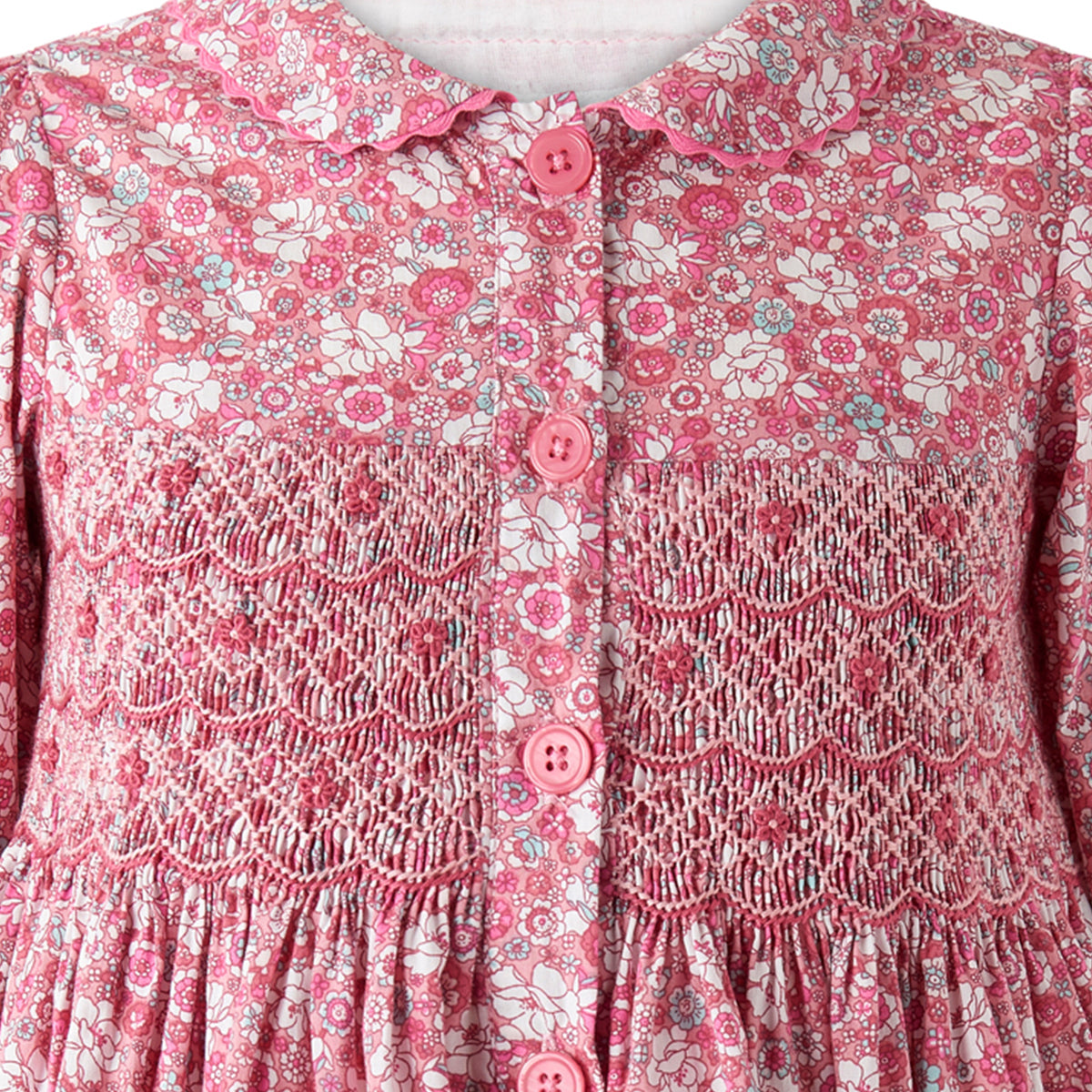English Garden Smocked Button-Front Dress