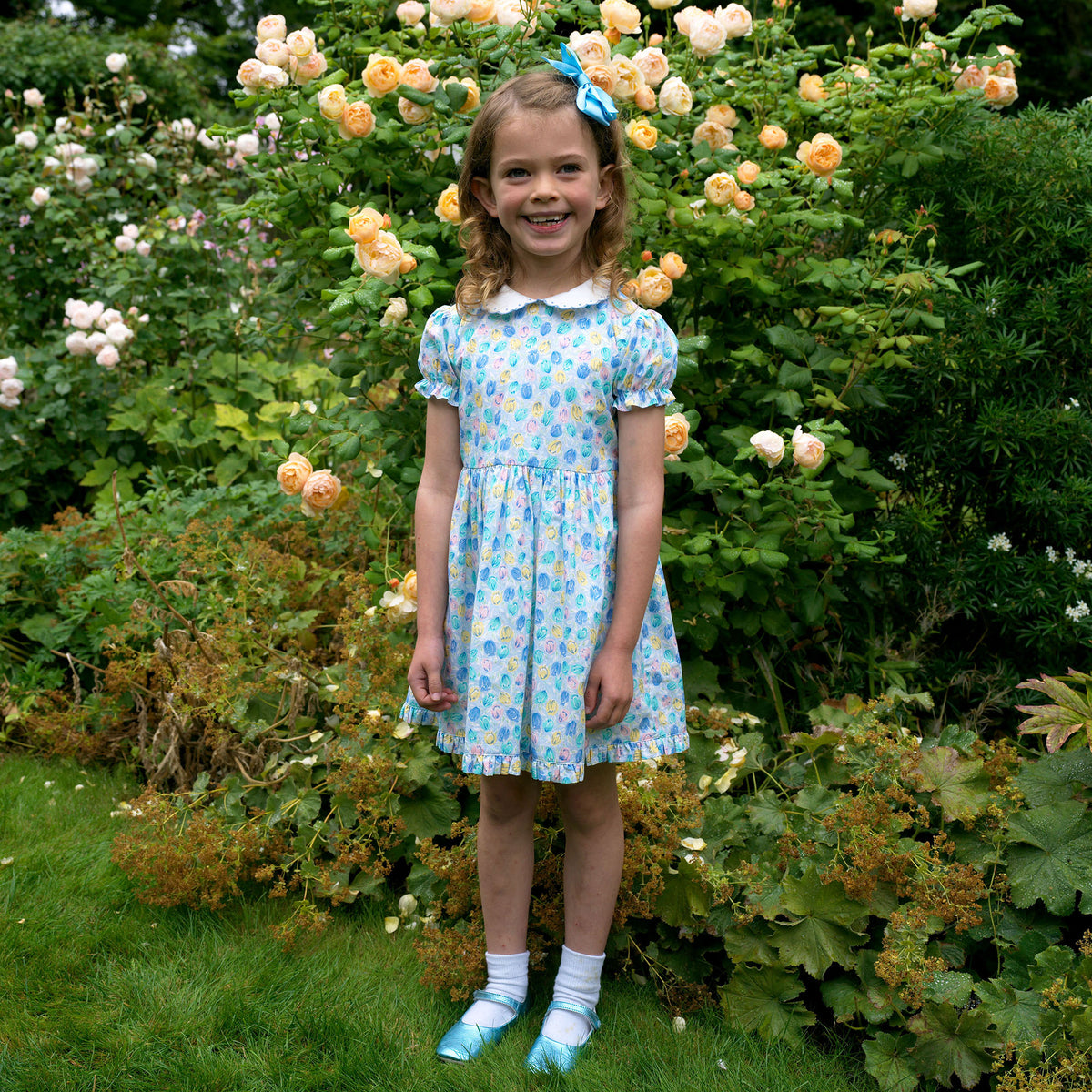 Scalloped Collar Blue Tulip Dress