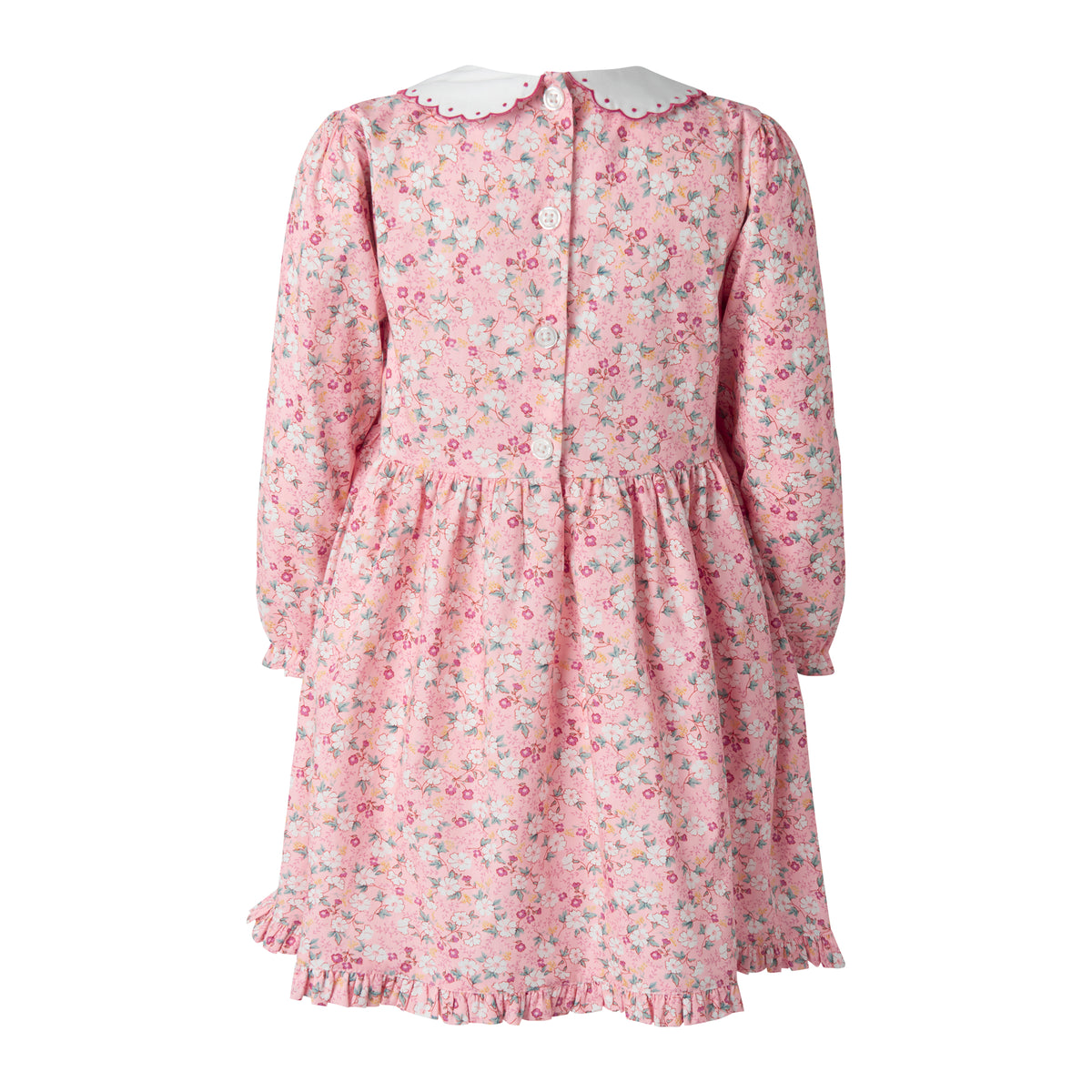 Pink Floral Scalloped Collar Dress
