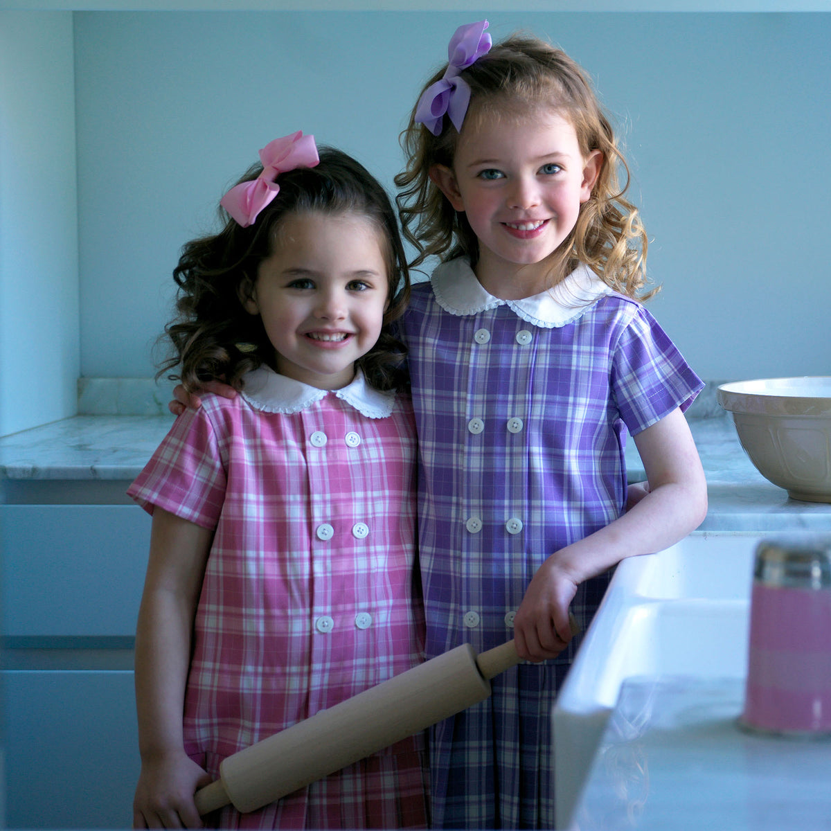 Pink Check Pleated Dress