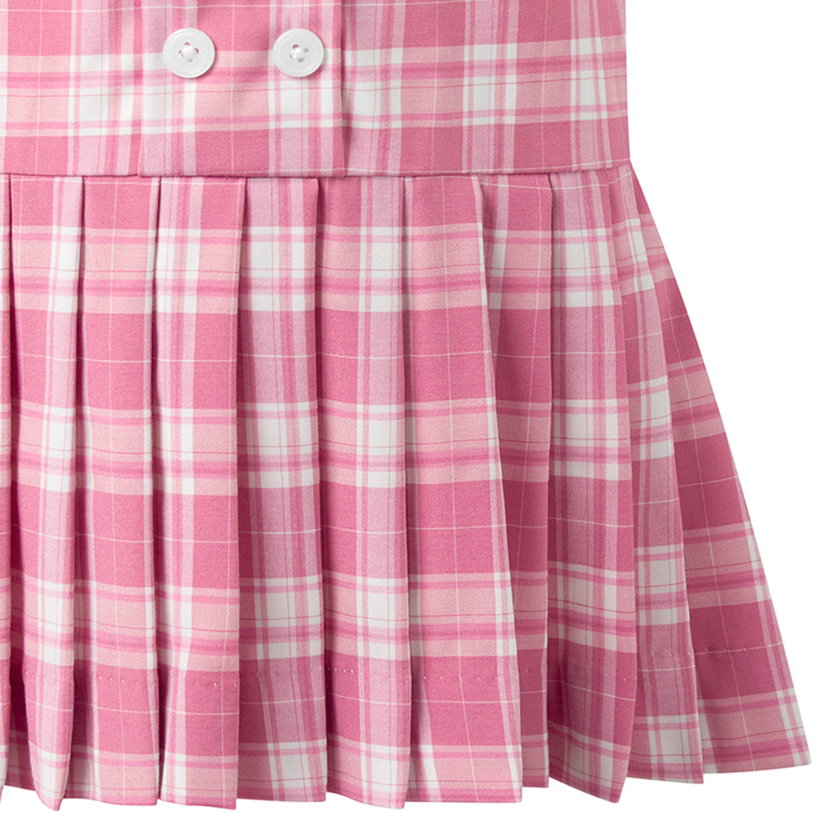 Pink Check Pleated Dress