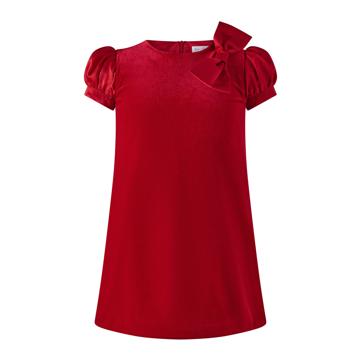 Red Bow Shoulder Velvet Dress