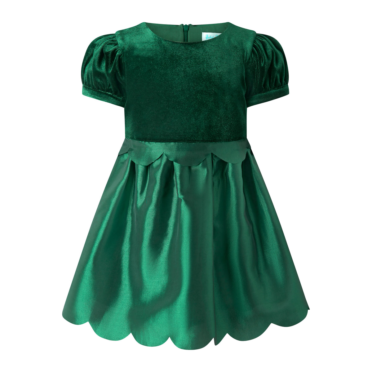 Green Taffeta Scalloped Dress