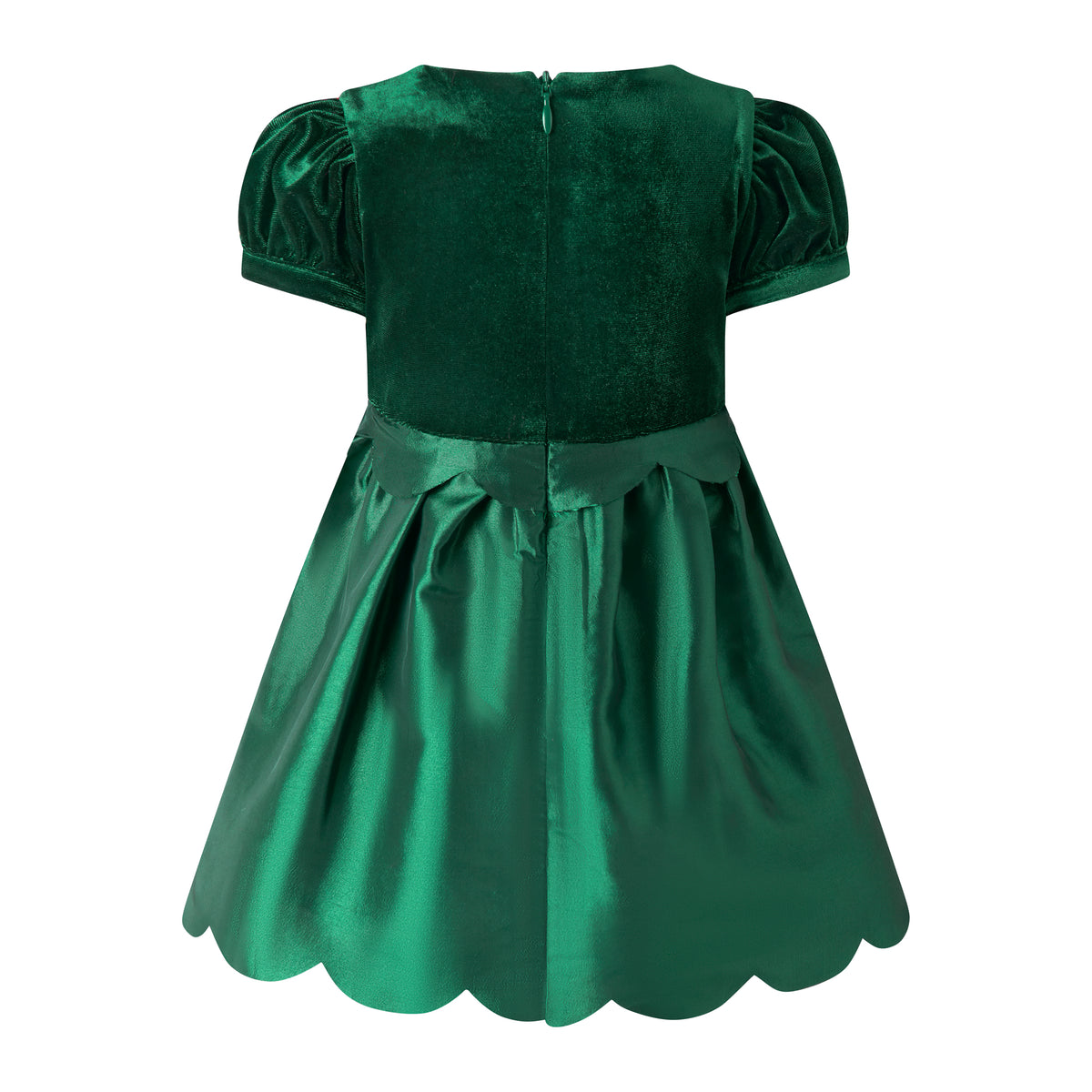 Green Taffeta Scalloped Dress