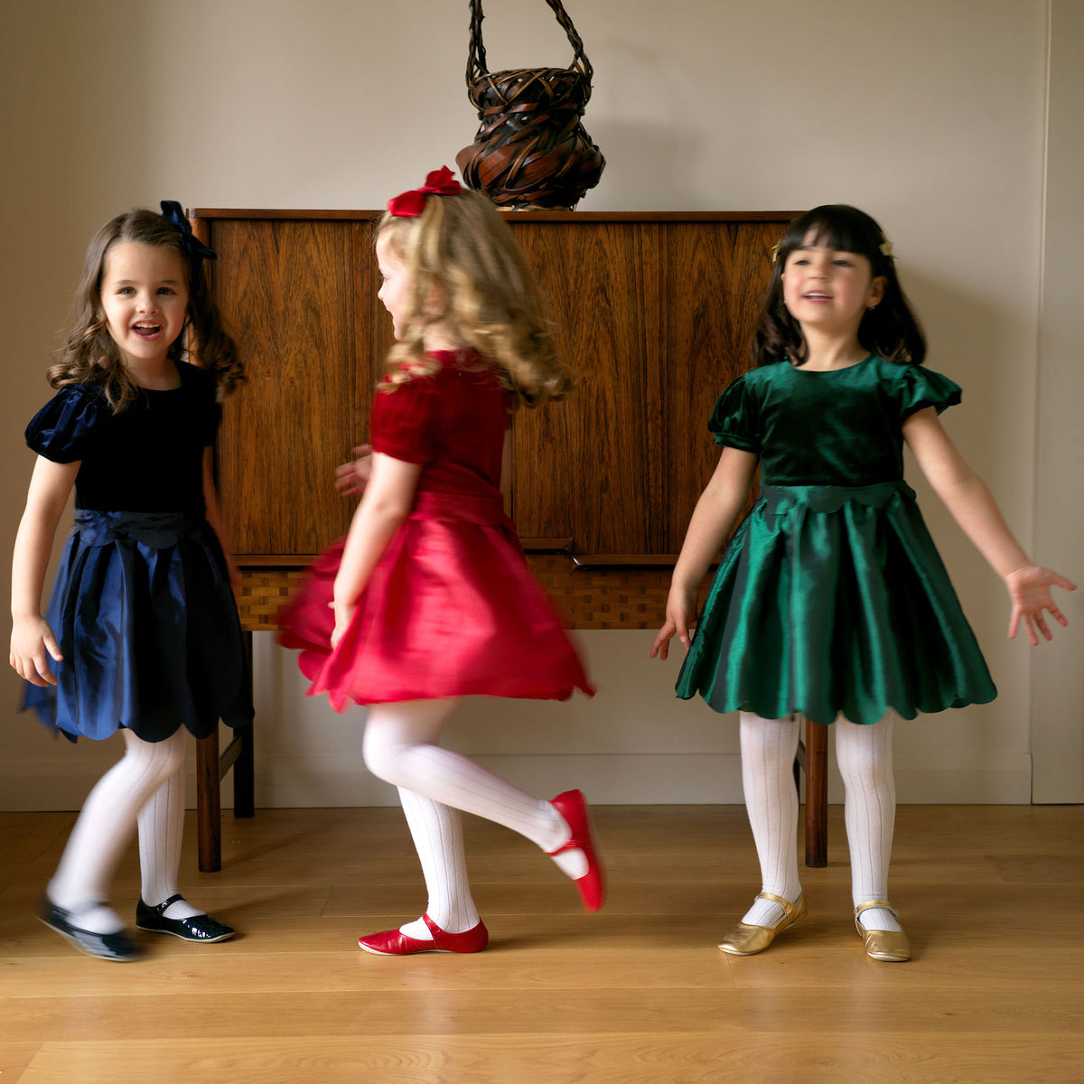 Red Taffeta Scalloped Dress