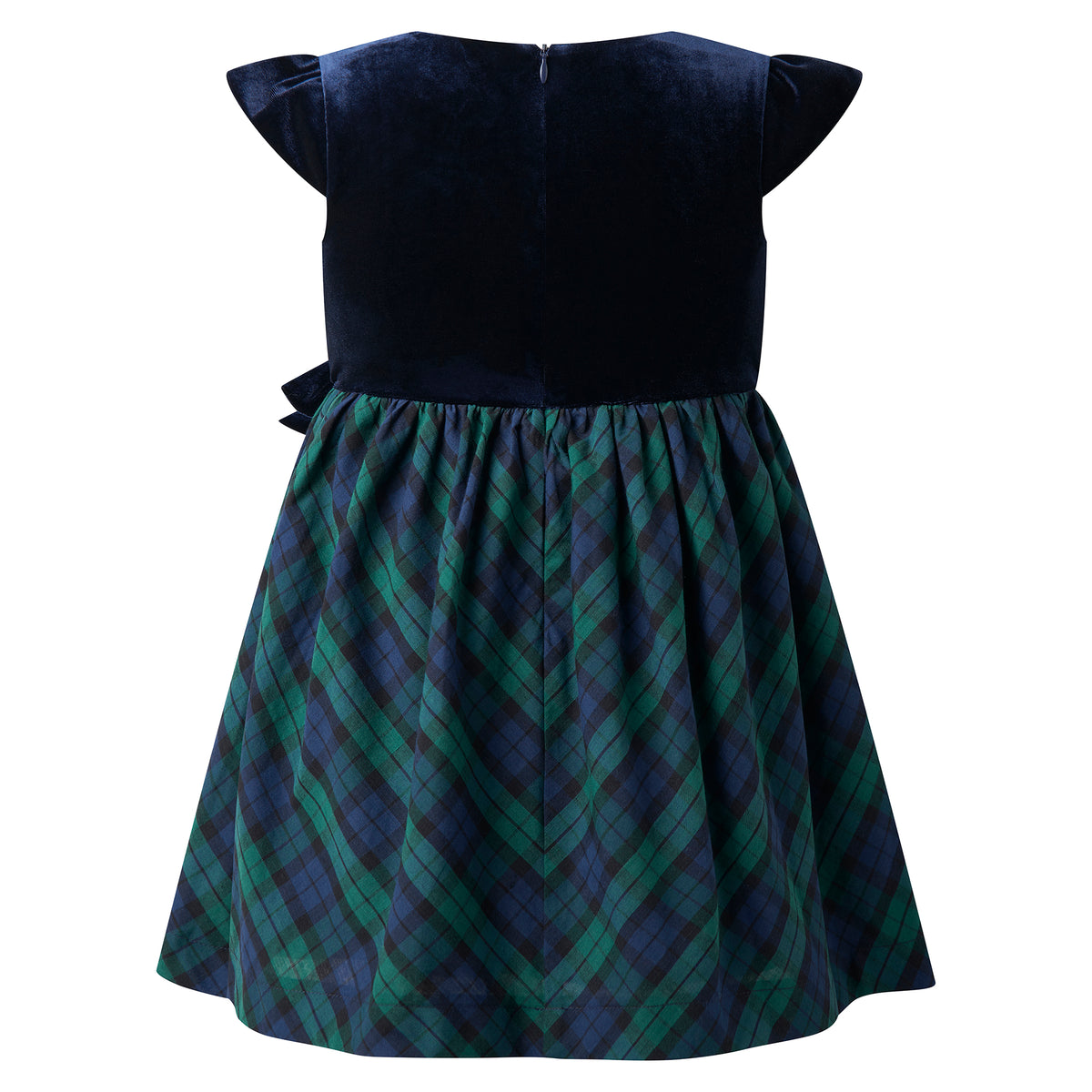 Navy Velvet Blackwatch Check Party Dress